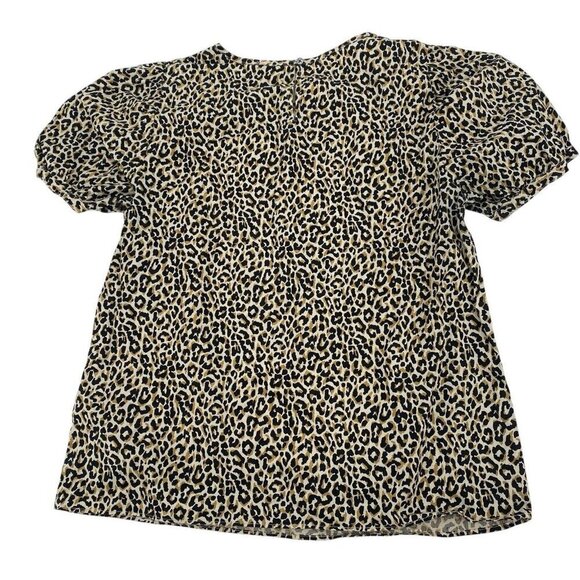 J. Crew Style AL520 Leopard Print Puff Sleeve Poplin Top Size XS - Picture 2 of 8